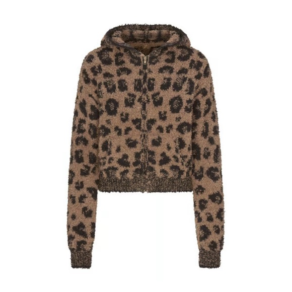 Skims 🖤 *RARE* Leopard Print Cozy Knit Hoodie, S/M, and NWT 🐆 - Picture 1 of 5